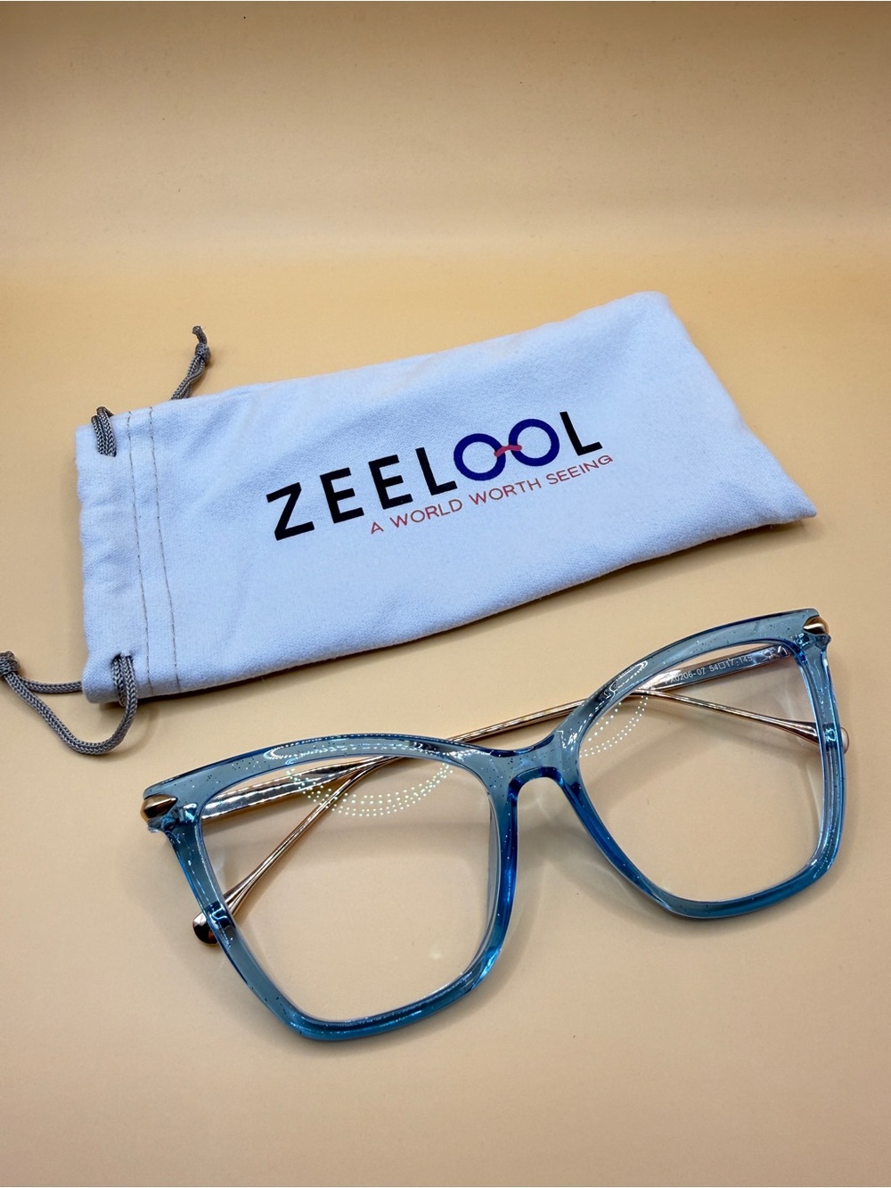 Zeelool Blue Transparent Cat-Eye Glasses Frame, unknown prescription